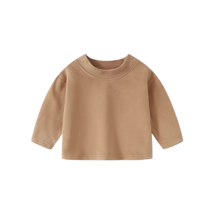 Baby Boy Warm Base Layers - Extra Thick Knit Winter Tee with High Neckline