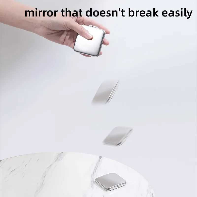 Foldable Makeup Mirror Portable Double-Sided Mirror Stainless Steel Pocket Small Tinkering Mirror ForTravel Beauty Cosmetic ToolXJ241213