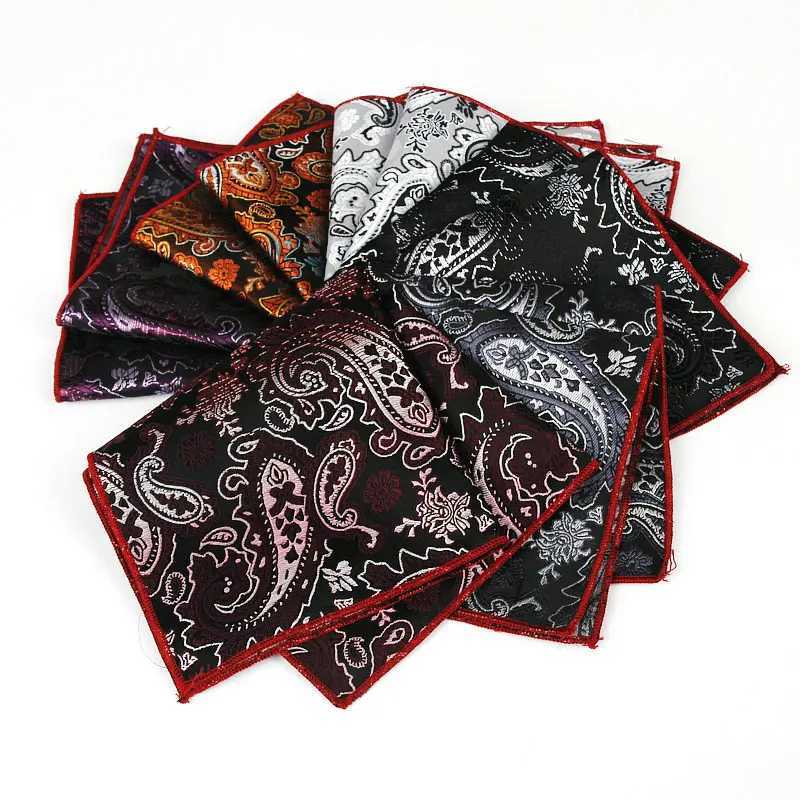 Classic Mens Handle Retro Silk Hanji Jacquard Weaving Colorful Paisley Pocket Square 25 * 25cm Wedding Party Chest Towel W241213