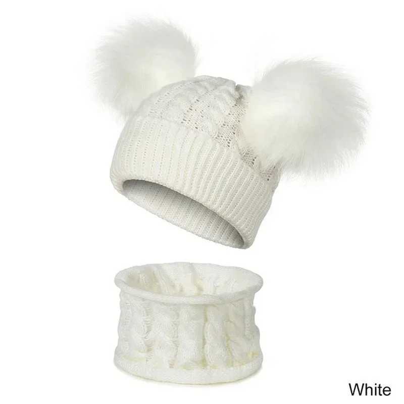 Newborn Baby Hat Scarf Set Pompom Infant Baby Girl Boy Winter Hat For Kids Warm Knitted Children Boys Girls Beanie CapXJ241213