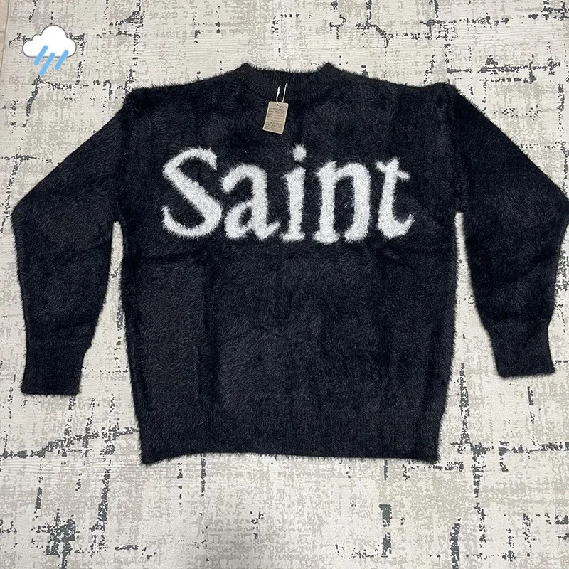 24FW Top Quality Casual Fashion Knitted Sweatshirts Men Women Classic Letter Jacquard Saint Sweater Loose Pullovers 241213