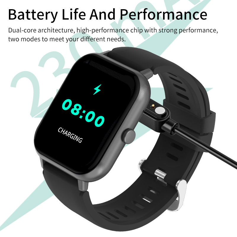 LIGE 1.82-inch Square Color Screen Smart Watch Multi functional Waterproof Step Counting Alarm Clock Wireless Call Message Push Watch