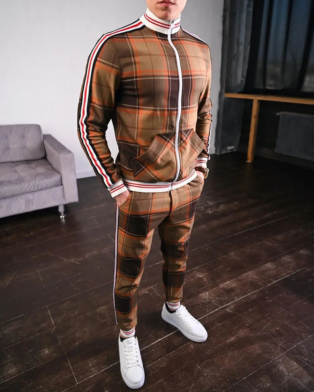 2023 mens autumn casual clothing European and American fashion large sportswear twopiece set 241211