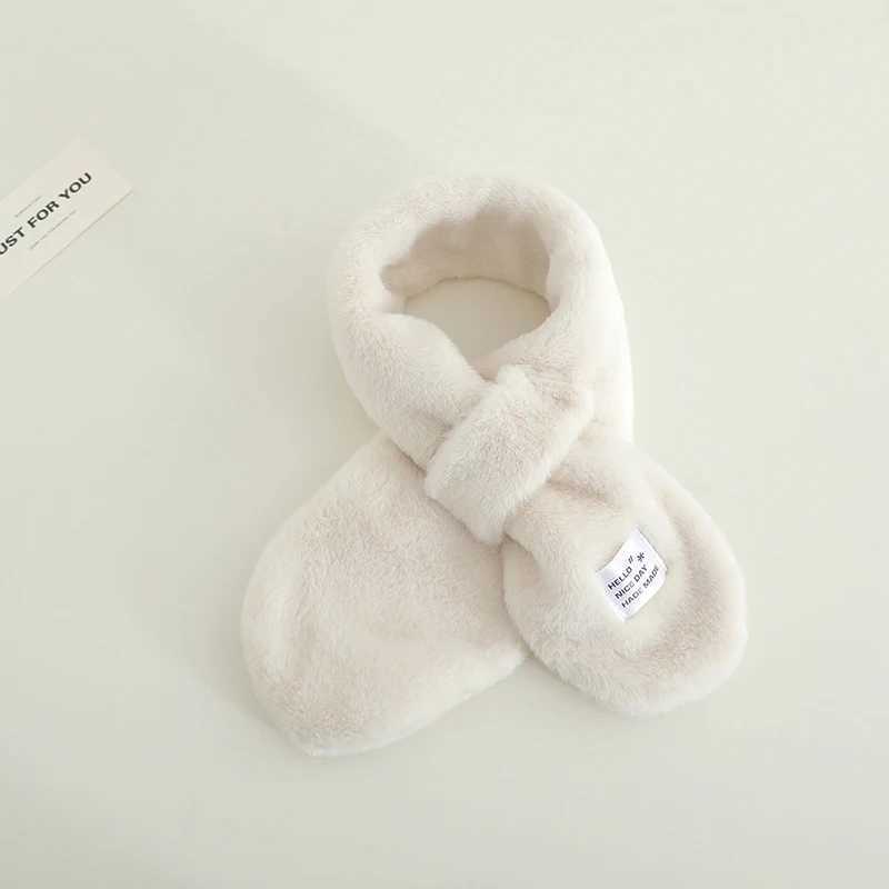 Scarves Wraps Solid Color Plush Baby Scarf Winter Warm Faux Fur Neckerchief for Infant Simple Anti-cold Kids Boy Girl Scarves H241213