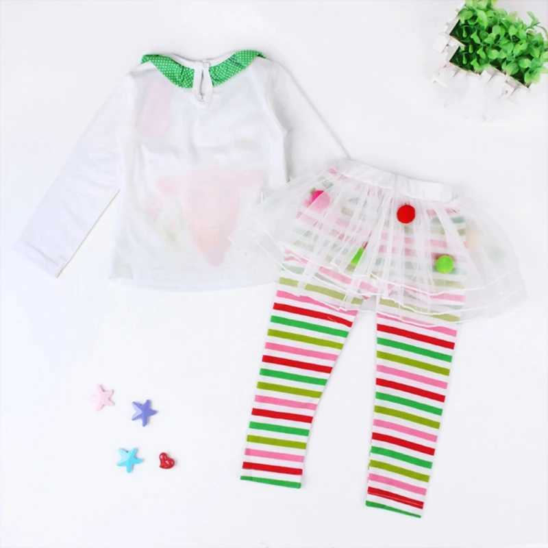 1-6 year old childrens baby clothing set long sleeved Christmas reindeer print T-shirt+fluffy striped dress pants fashion set W241213