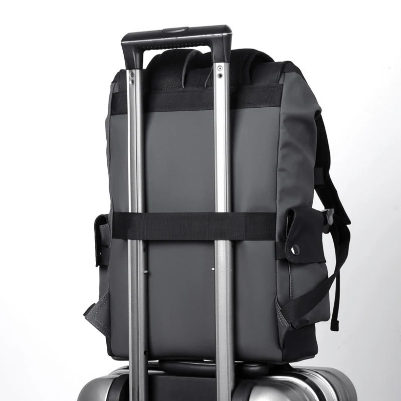 High quality PU leather waterproof mens laptop backpack large computer backpack business city mens backpack USB charging 241210