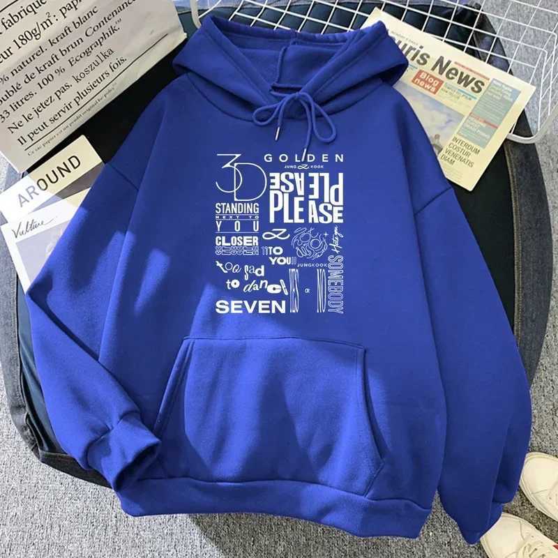 JungKook Golden Hoodie Harajuku Womens Stand Next to You Unisex Autumn Winter Retro Seven Pullover Sweatshirts Korea W241213