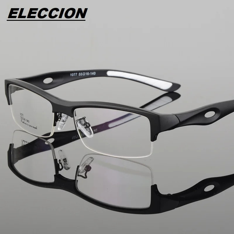 ELECCION Spectacle Frame Attractive Mens Distinctive n Comfortable TR90 Half Frames Square Sports Glasses 1077 241213