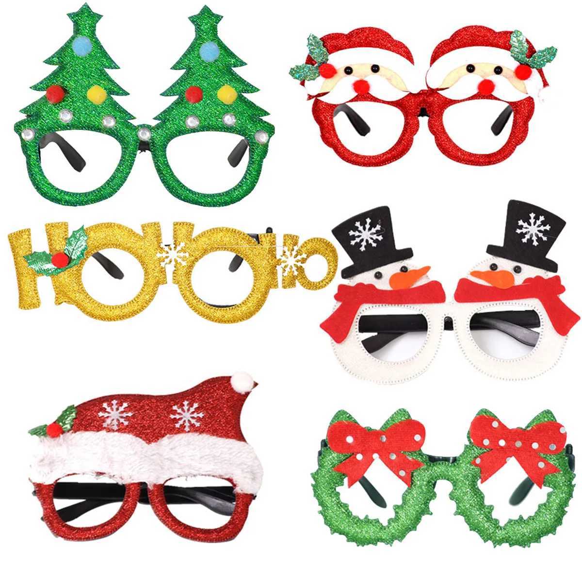 Sunglasses 6pcs Santa Claus Xmas Tree Elk Paper Glasses Frame Christmas Glasses Photo Prop Christmas decorations new year Navidad kids gift H241213