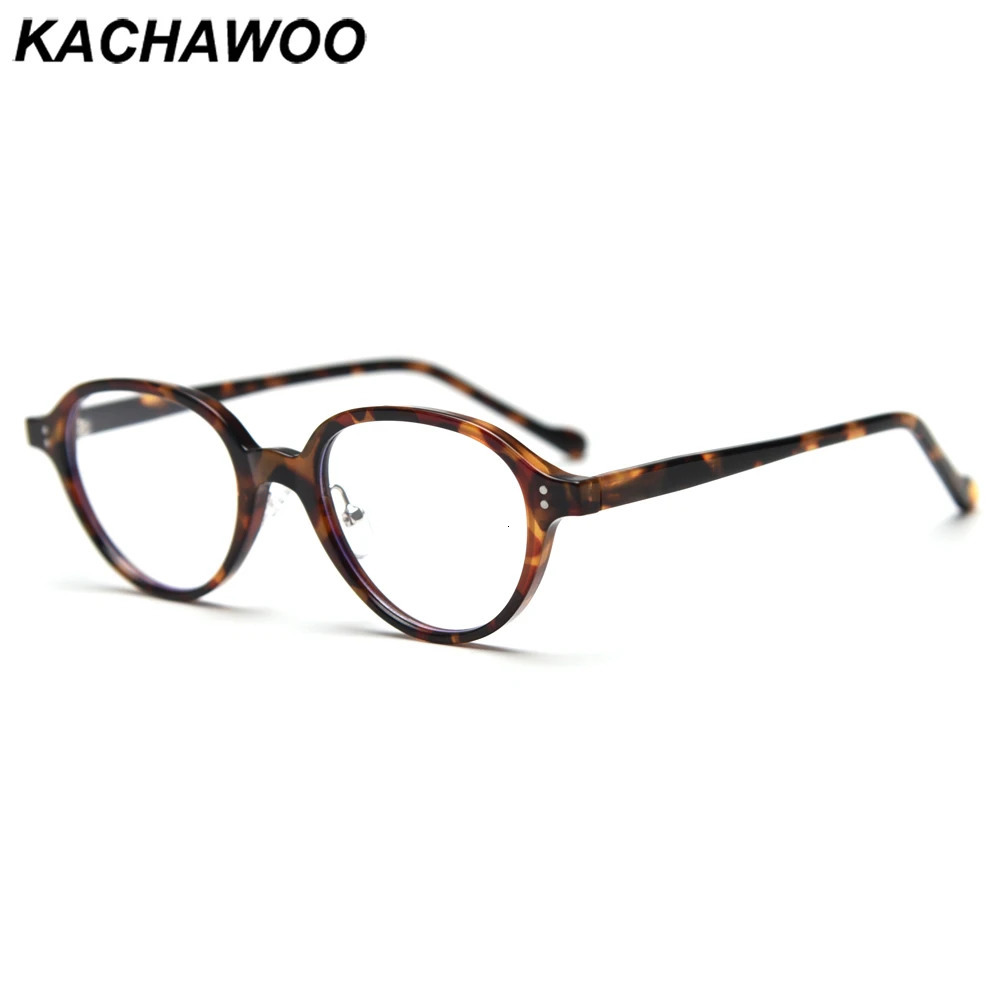 Kachawoo female oval glasses TR90 frame acetate leopard brown grey male small fashion decoration unisex clear lens 241213