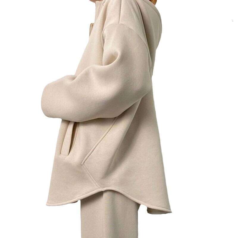 Spring And Autumn New Women's Zipper Hooded Two-Piece Set Trendy Clothing Fashion Casual Temperament
