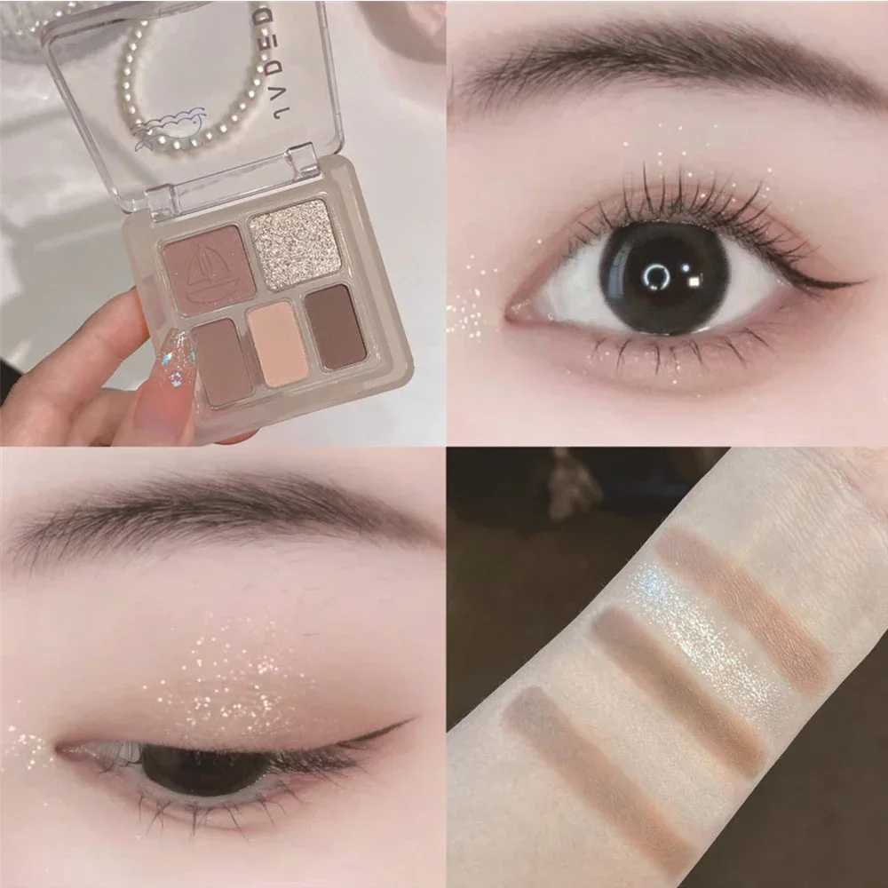 5 Colors Glitter Silvery Smoked Eye shadow Palette Mystic Grey Pink Luxurious Shimmer Matte Finish Style Daily Perform Makeup W241213