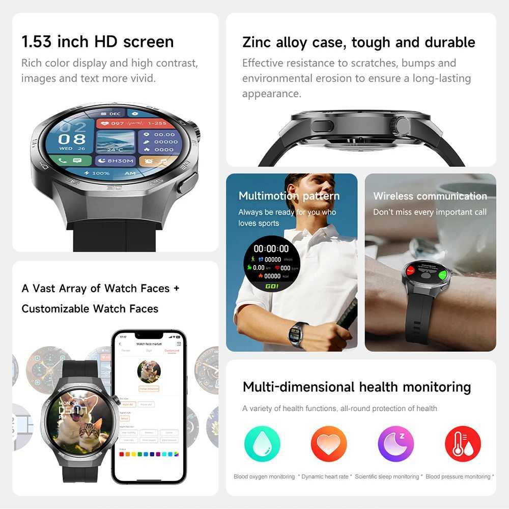 High Quality GPS NFC GT5 Pro Max is suitable for smartwatch mens 360 * 360 AMOLED screen heart rate BT call waterproof mens smartwatch O241213