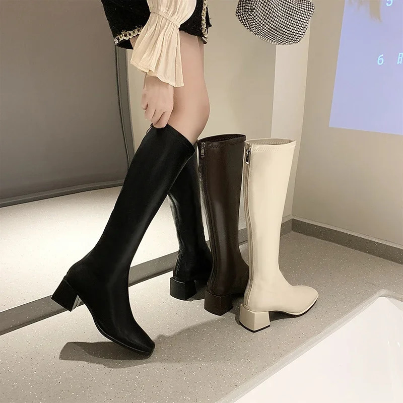 High heels womens British style nude boots ultra-thin 2024 fashion paradigm knee free boots 241213