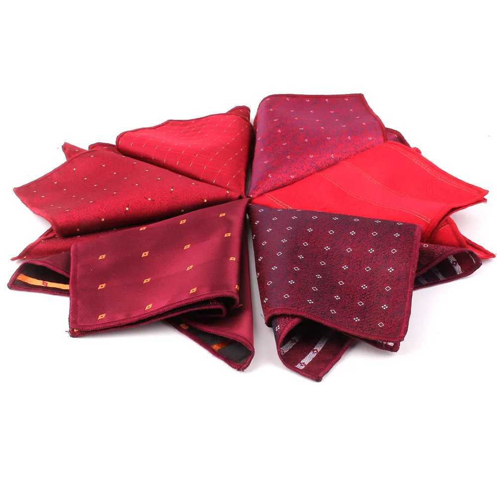 New Red Pocket Square Mens Jacquard Box Towel Wedding Hanji Gentlemen Hanji Mens Handheld Chief Groom Pocket Towel W241213
