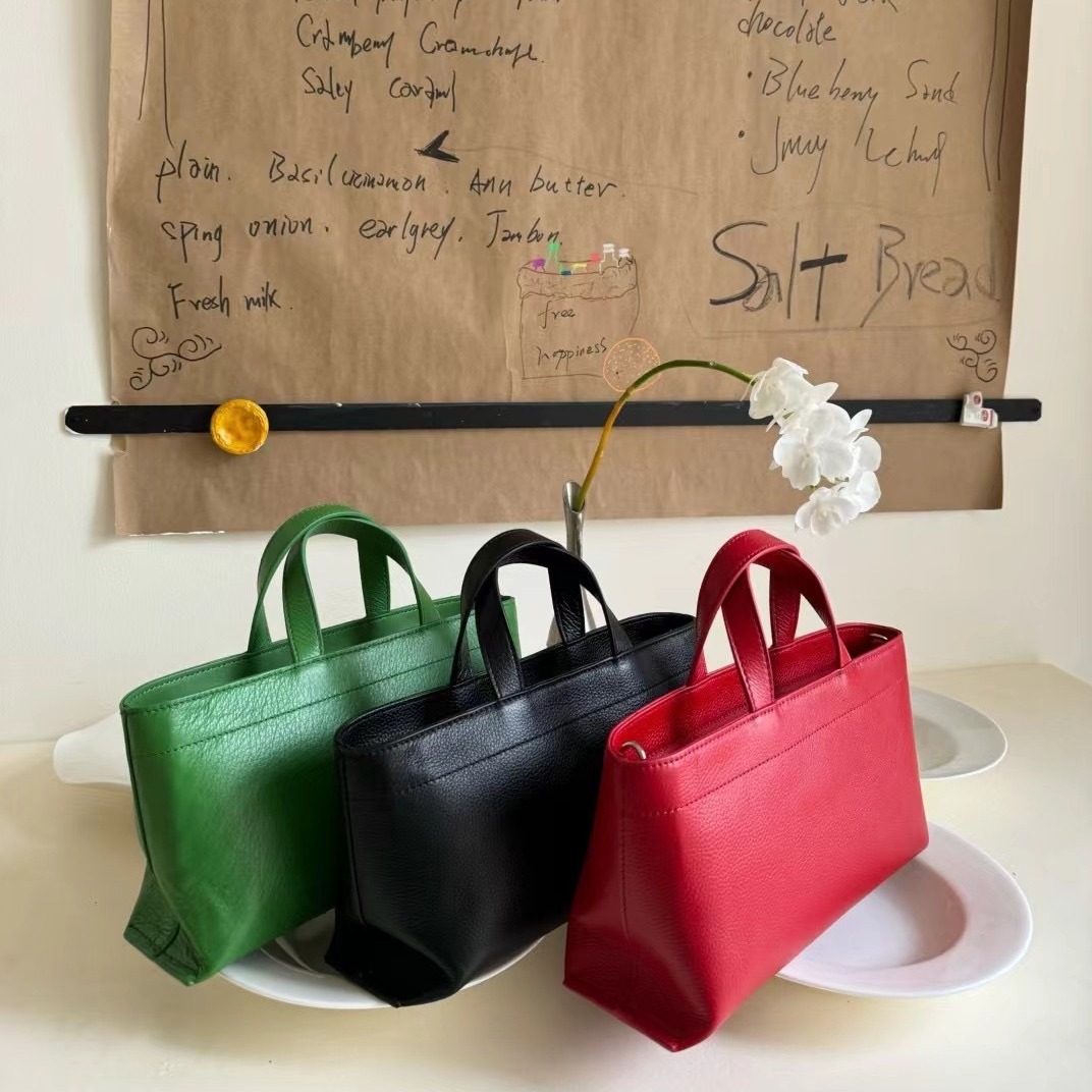 FIRMRANCH Minimalist Stylish Commuting Women's Handbag Soft Texture Top Layer Cowhide Single Shoulder Diagonal Tote Basket Purse