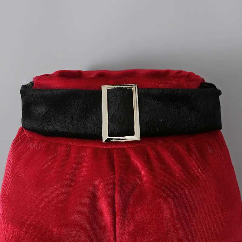Muababy New Girl Christmas Role Play Long Sleeve Bell Bottom Velvet Set Carnival Party Santa Claus Costume W241213