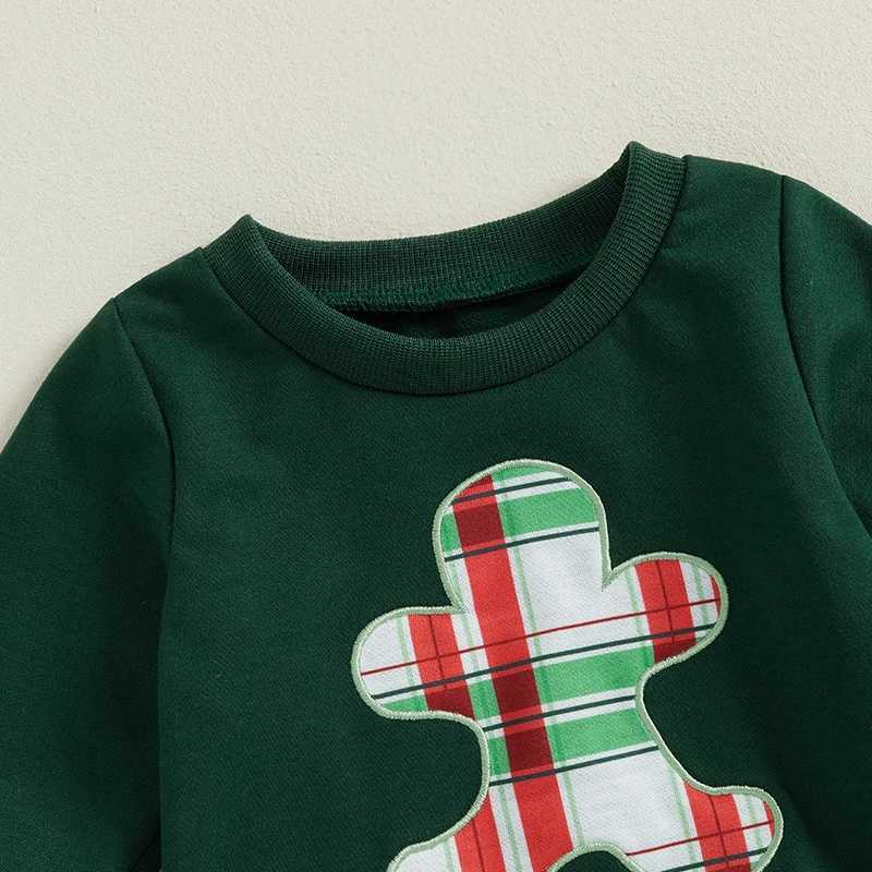 0-3 year baby boy childrens Christmas set gingerbread mens checkered pattern long sleeved sportswear elastic pants 2-piece baby set W241213
