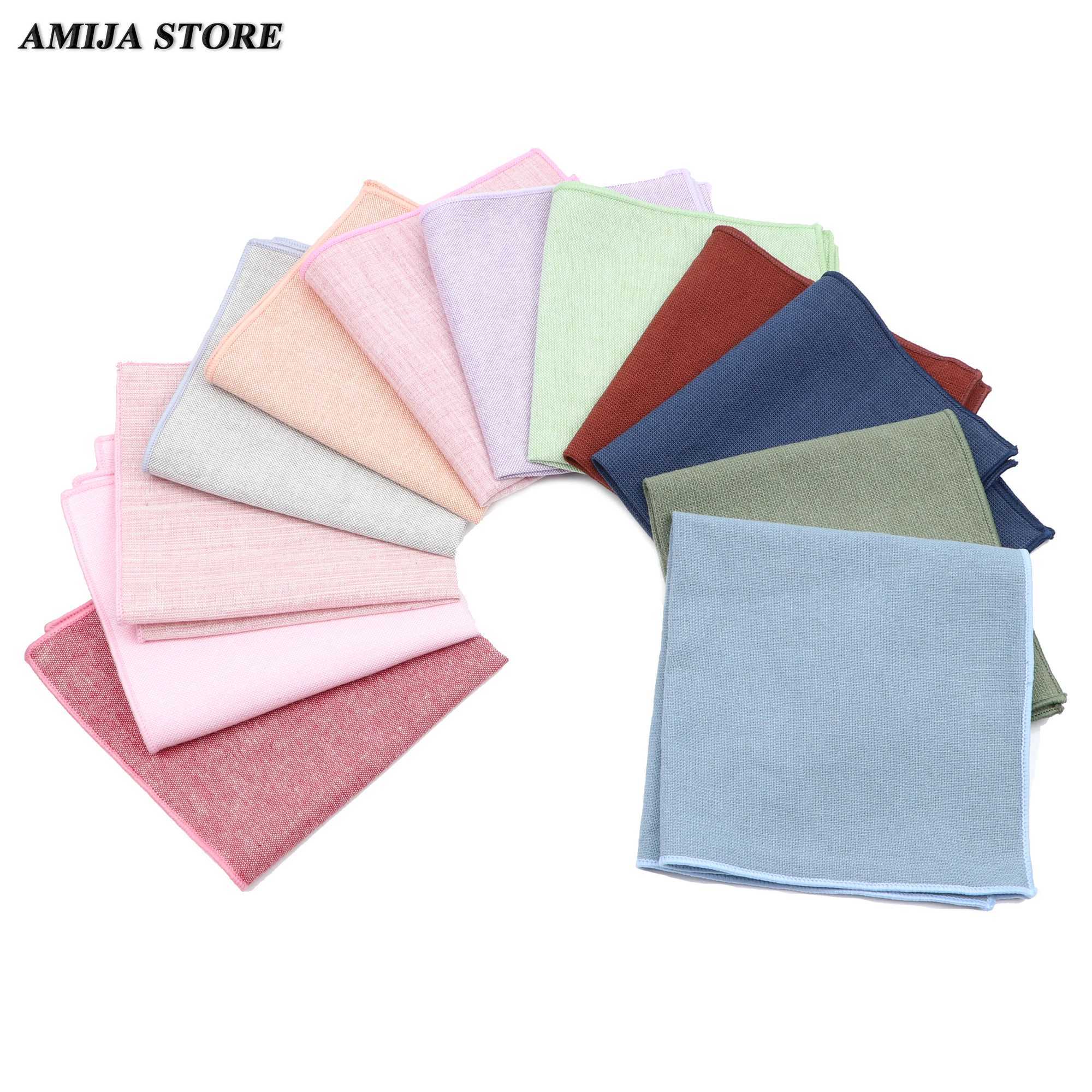 Solid color handle cotton neutral style pink blue pocket square Hanji colorful scarf chest classic style towel bow accessory W241213