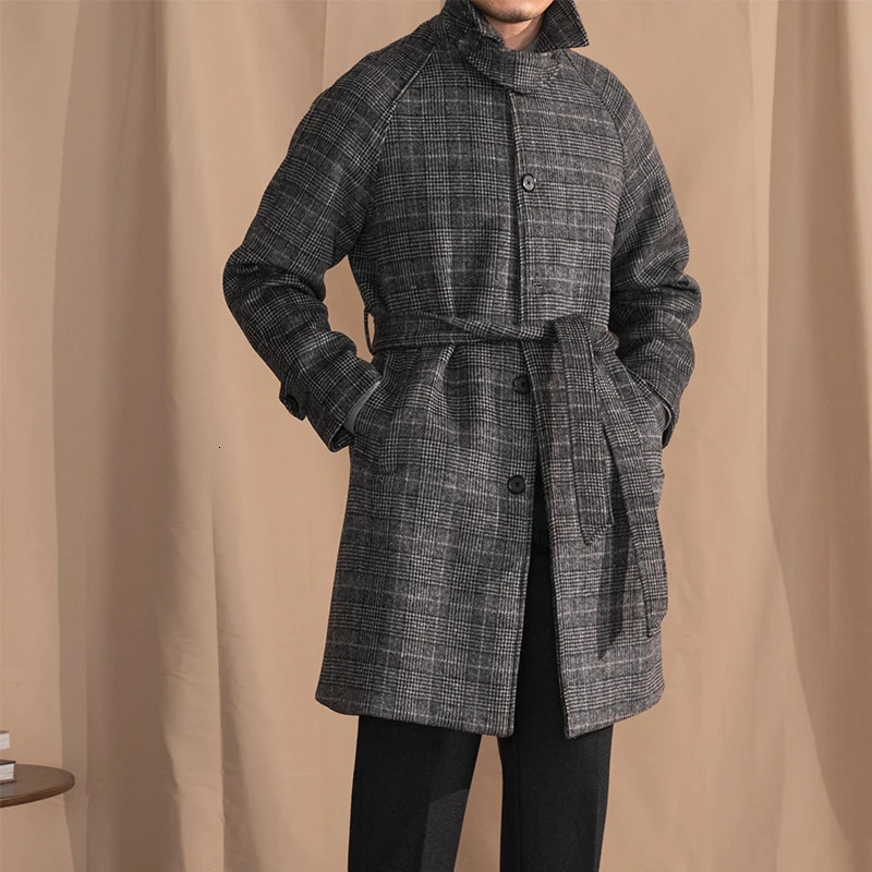 Mr Deer Three Winter Gentleman 70% Wool Prince Ge Balmacon Warm Grey Midlength Coat Jacket 241213