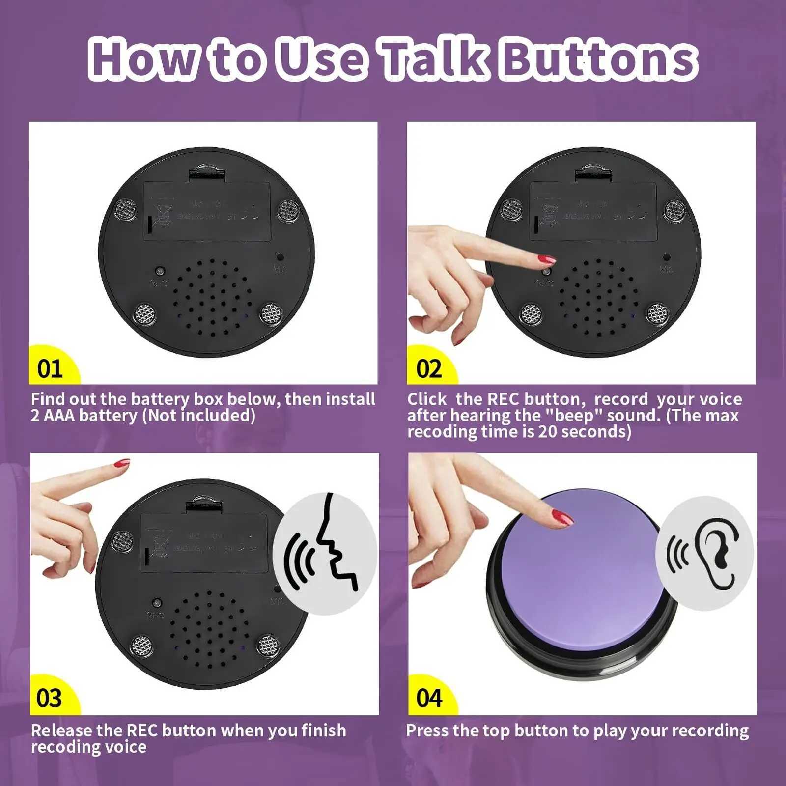 Pet Communication Button Dog Sound Box Training Talking Toy Recording Speaker Squeezing Voice Training and Behavioral Assistance X241213
