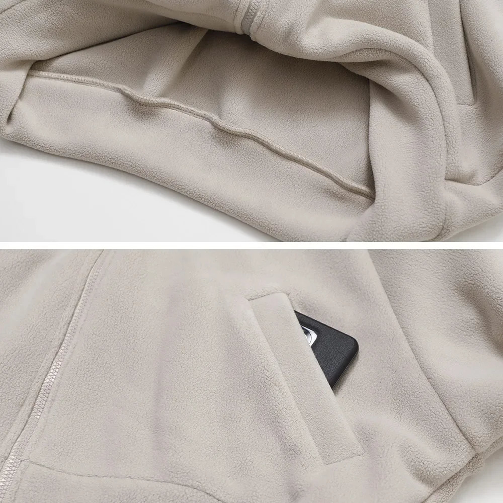 Outdoor Autumn winter Fleece Standing collar Lamb Thick Warm Coat Polar Workout Sportswear Clothing Fitness Training Top 241213