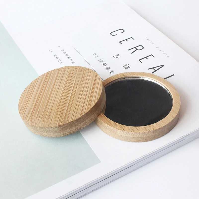 Pure Wooden Cosmetic Mirror Round Portable Mirror Mini Makeup Mirror Student Portable Makeup Small Princess Vanity Mirror VanityXJ241213