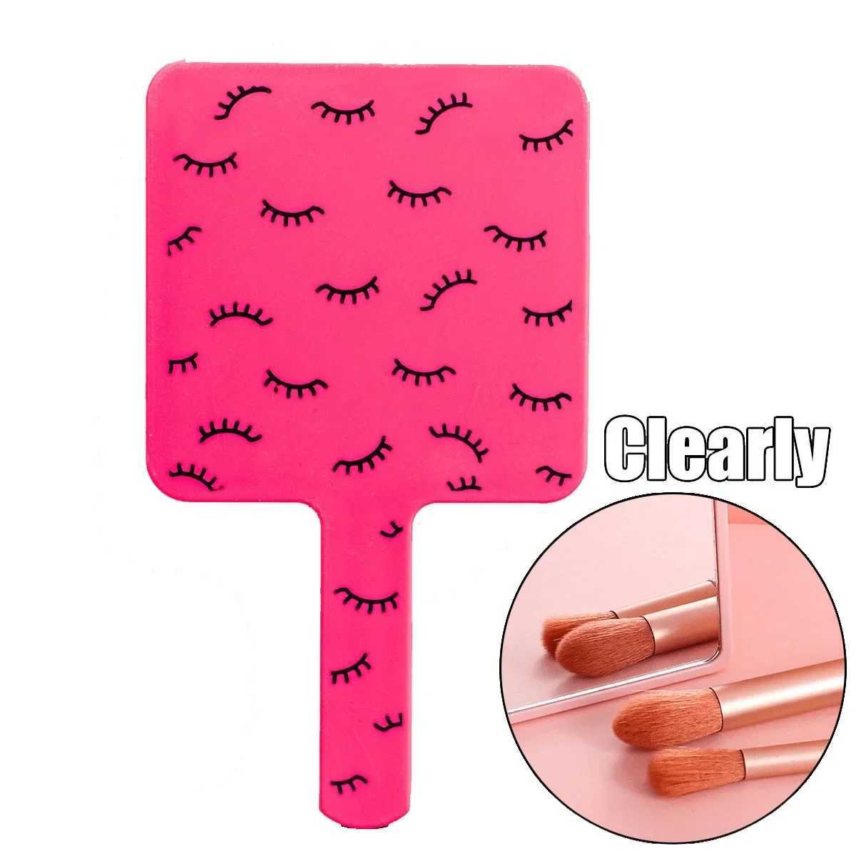 1Pc Handheld Makeup Mirror Female Vanity Cosmetic Square Mirror Beauty Tools Portable Vintage Hand Looking Glass Espejo XJ241213