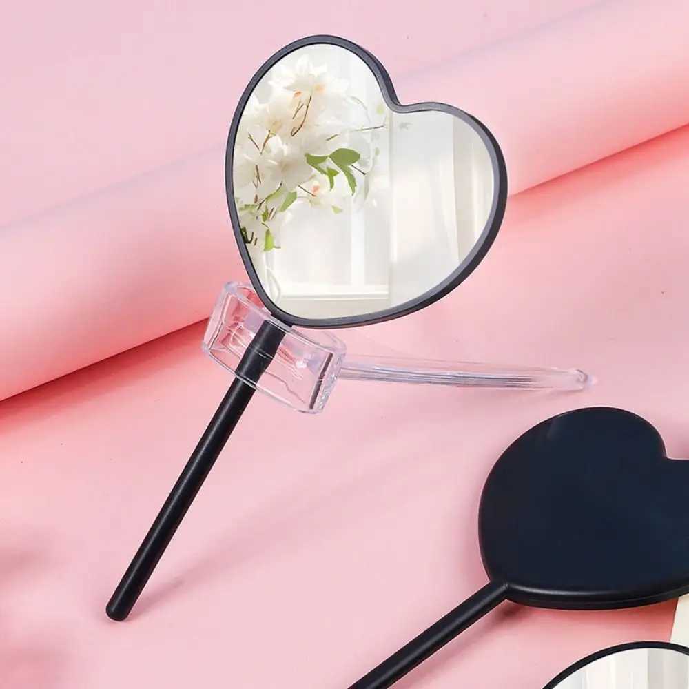 Handmade Love Heart Handle Mirror Portable DIY Cute Hand-held Makeup Mirror Girly Heart Heart-shaped Mirror WomanXJ241213