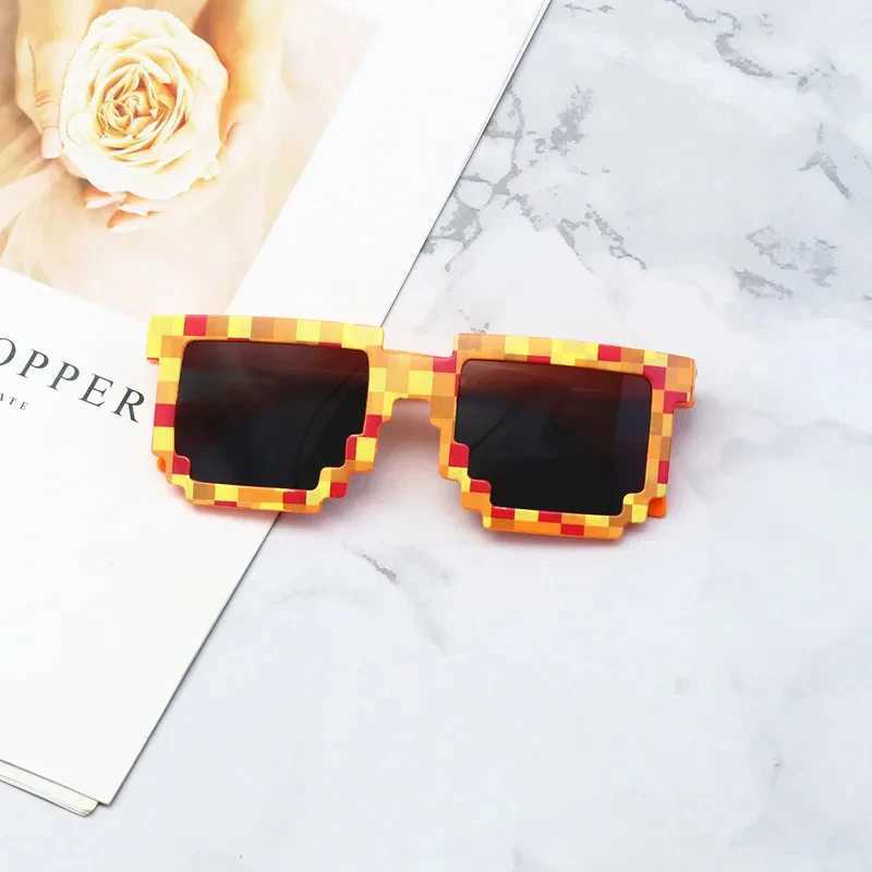 Sunglasses Kids Sunglasses Funny Sun Glasses Cosplay Action Game Toy Square Glasses Pixel Mosaic Thug Life Eyewear Driving Goggles H241213