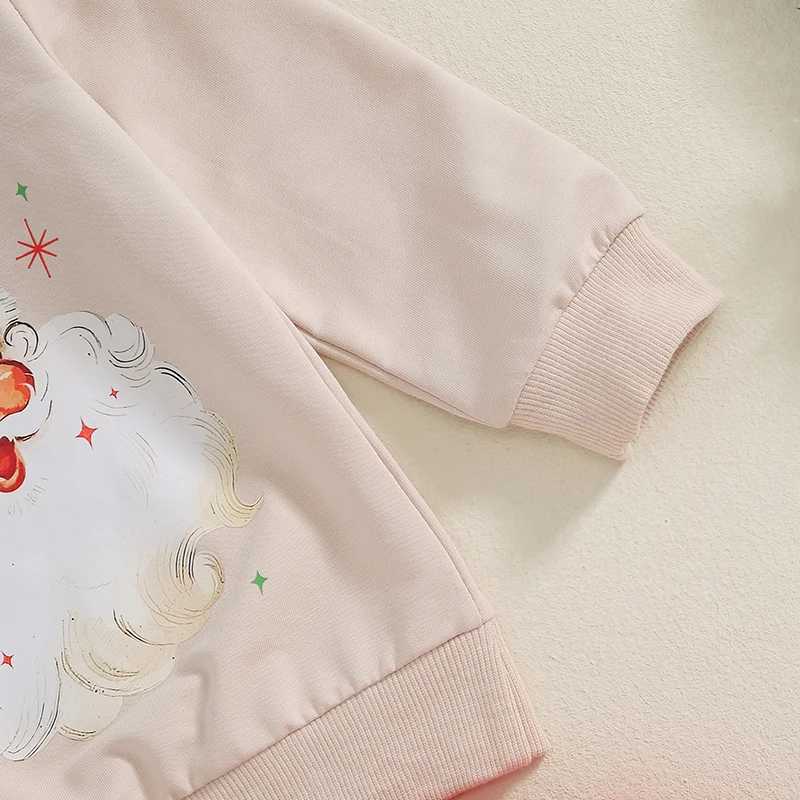 Toddler Girl Christmas Outfit Santa Claus Print Long Sleeve Sweatshirt Elastic Waist Tulle Skirt 2 Piece Set Fall Winter Clothes W241213