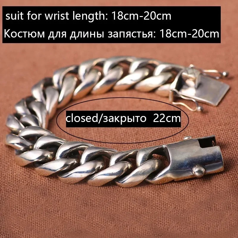 Factory price powerful Cuba S925 sterling silver bracelet mens fashion punk personality European and American hip hop Men Gift 241213