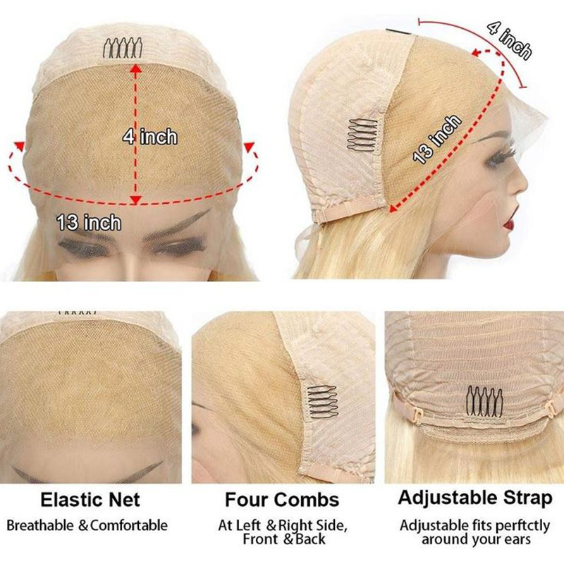 Blonde 613 Big Curly Human Hair Wigs 200Ddensity Preplucked Hairline Naturally 13x4 HD Lace Part Wig For Black Women Straight Closure Wig Ready To Wea