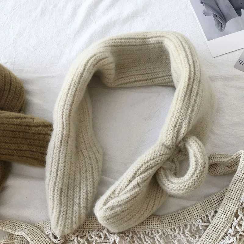 Scarves Wraps Simple Fashion Baby Scarf Candy Color Woolen Knitted Scarves For Girls Boys Winter Warm Kids Cross Neckerchief H241213