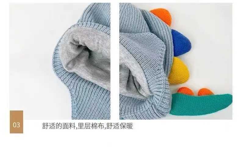 Kid Winter Children Warm Hats Embroidered Cute Dinosaur Warm Hats Boys Girls Windproof Thickened Ear Protection HatsXJ241213