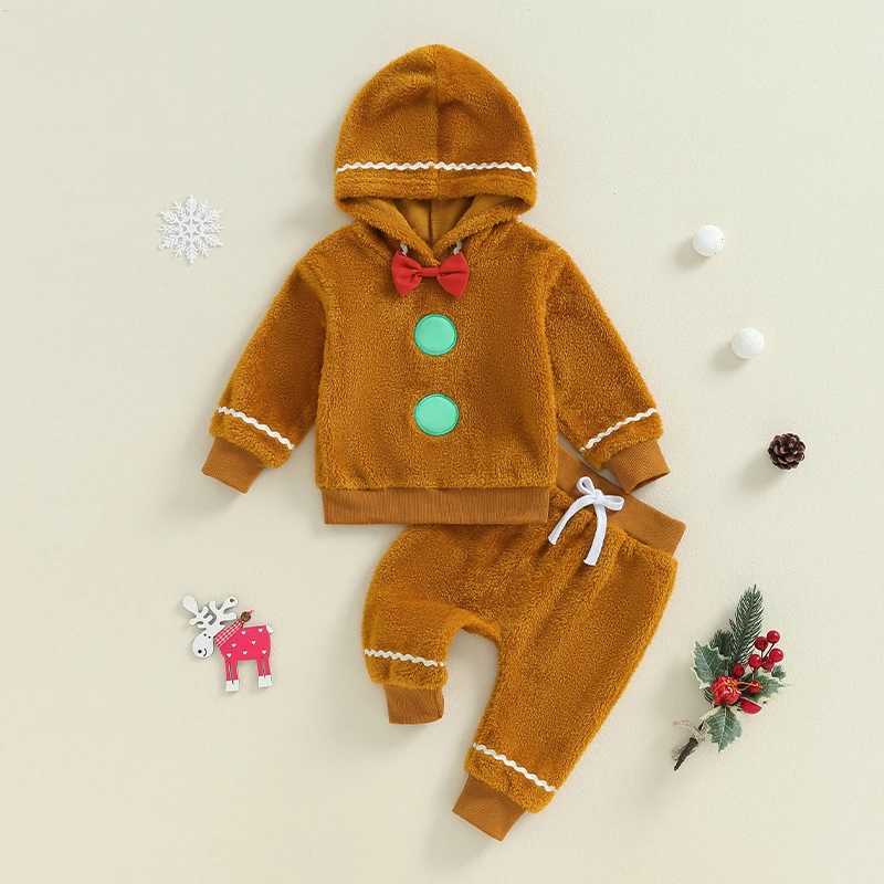 Gingerbread mens clothing baby boys and girls Halloween Christmas costumes hoodies sweatshirts fuzzy pants sets W241213