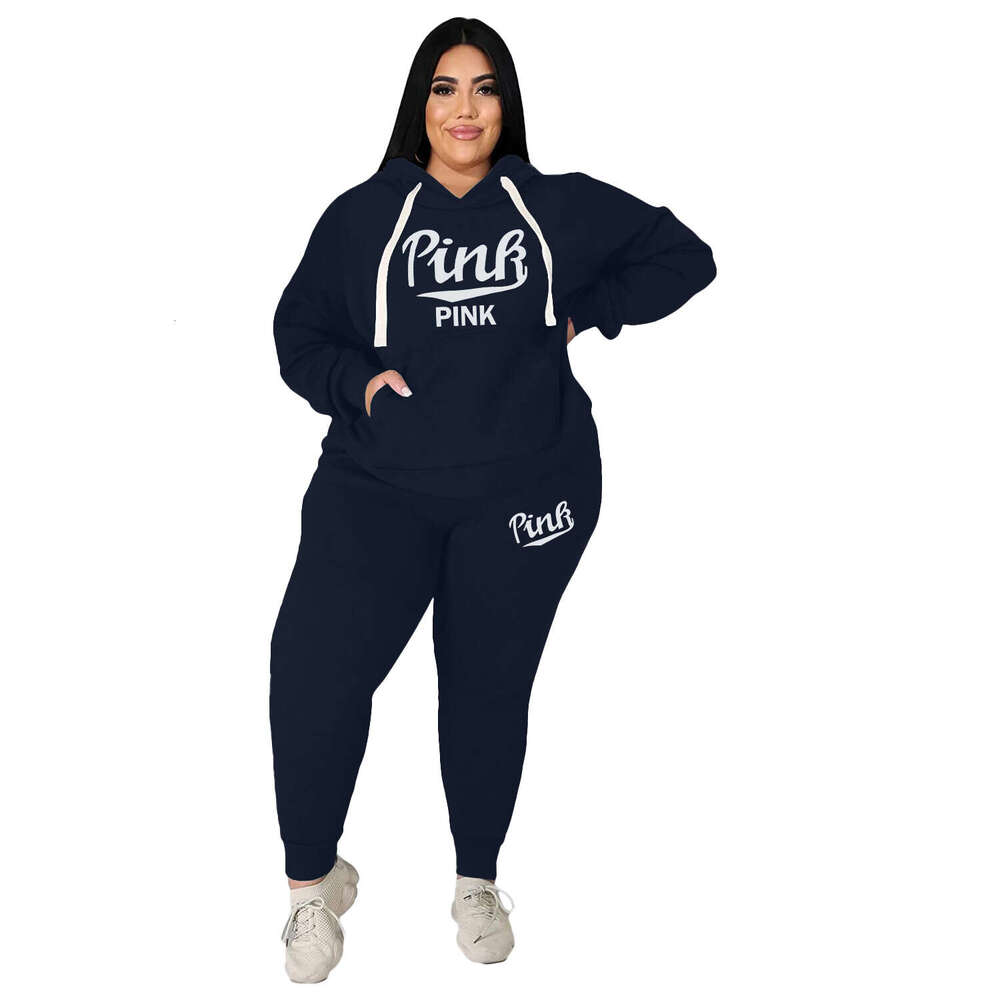 Ladies Suits Xl-5Xl Wholesale Dropshipping Winter Plus Size Women Clothing Two Piece Set Long Sleeve Hoodie Pant Sport Suits Female Outfit