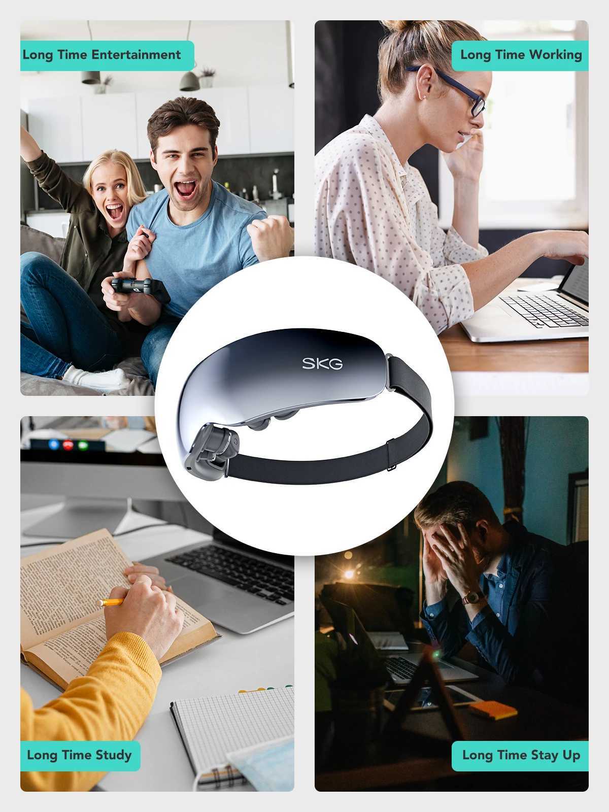 SKG E7-EN heated vibrating Bluetooth music smart eye massager suitable for migraine adaptive temple massage and relaxing the eyes W241213