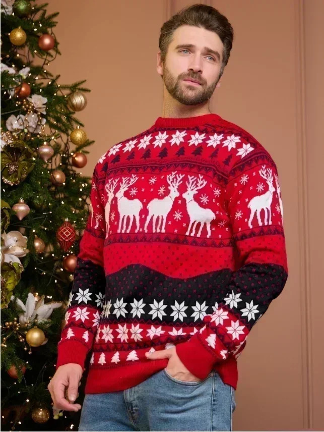 2024 Women Men Kids Christmas Sweaters Casual Soft Jumpers Warm Thicken Matching Outfits Pullover Knitwear Xmas Family Look 241203