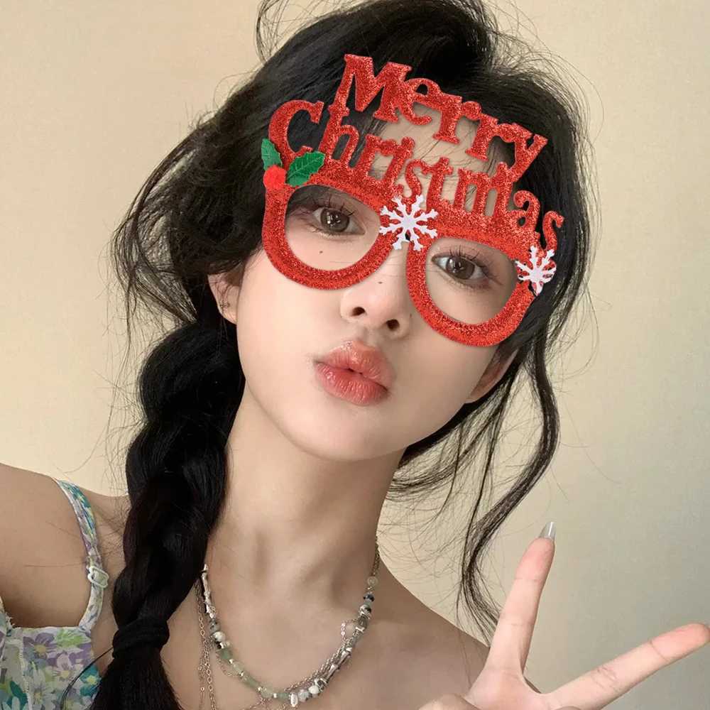 Sunglasses 2025 Christmas New Year Glasses Frame Santa Claus Xmas Tree Paper Glasses Navidad Party Decorations Photo Props Kids Gifts Noel H241213
