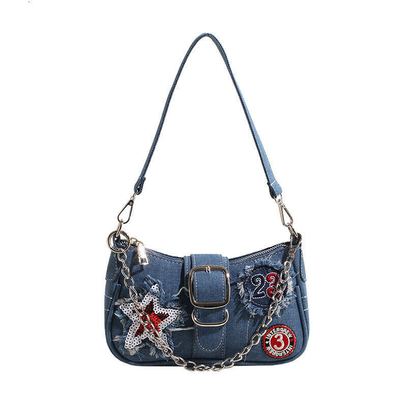 Casual spicy girl style handbag for women internet celebrity sticker embroidered crossbody trendy cool armpit bag 2024 new casual versatile fashion cl