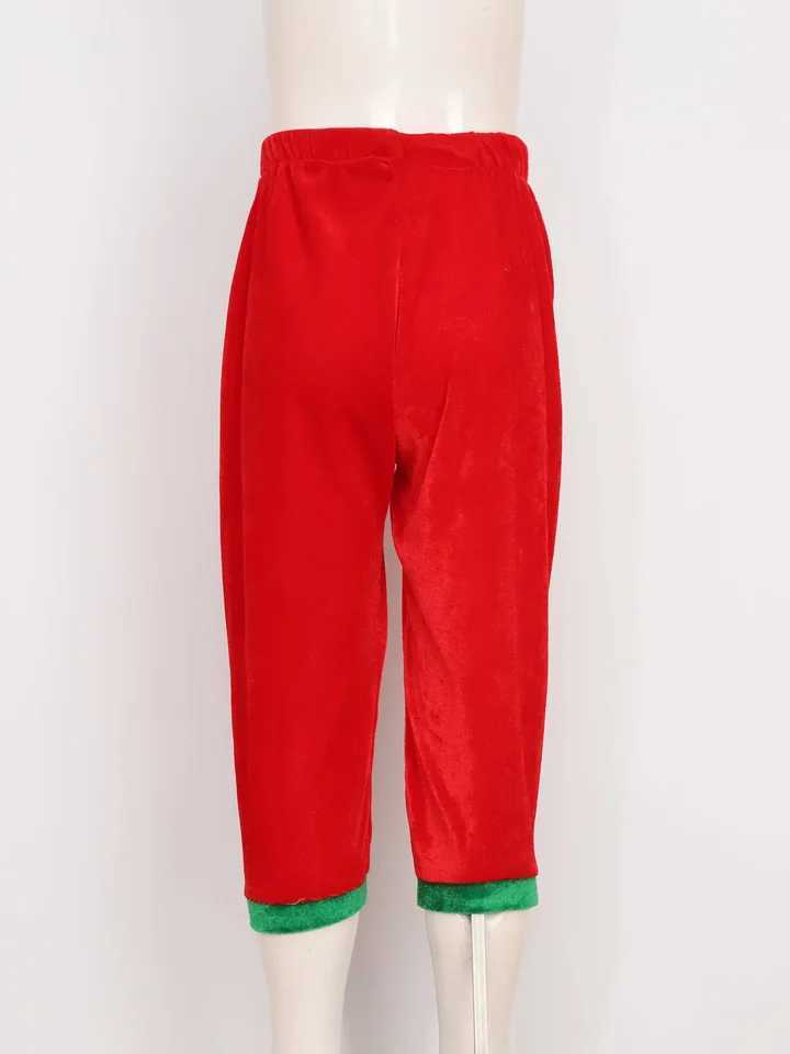2-12 Yrs Kid Deluxe Christmas Elf Costume 7 Pieces Green Red Elevs Suit Top+Pants+Socks+Hat+Belt+Shoes Covers+Ears Santa Uniform W241213
