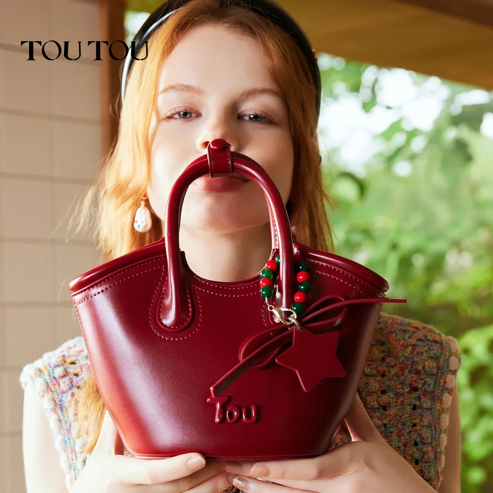 TOUTOU Women Vegetable Baskets Bag Adjustable Shoulder Strap Pu Leather Designer Handbag Star Pendent Christmas Gift