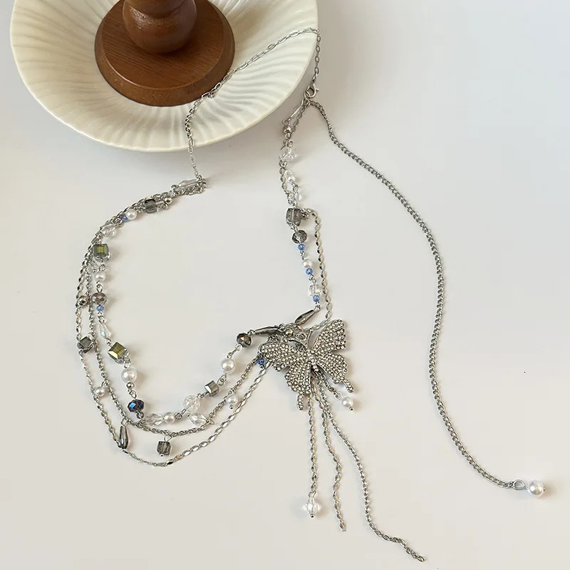 Romantic Crysta Butterfly Waist Chain For Women Beaded pearls Tassel Metal Belt Female Lady Body Chains Dress Decor Strap 241213