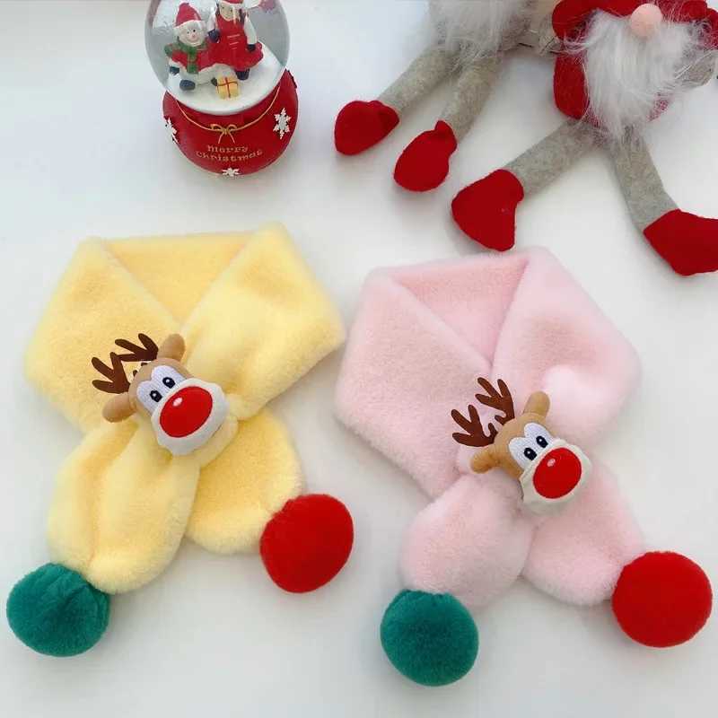Scarves Wraps Christmas Childrens Scarf Winter Child Neck Warmer Baby Winter Accessories Cartoon Scarf for Girls Child Neck Gaiter Kids Gifts H241213