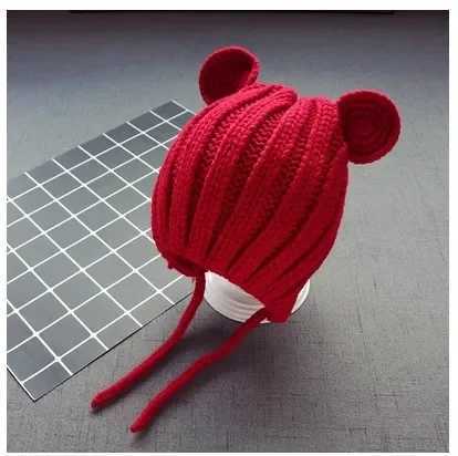Baby Hat Autumn Winter Cute Baby Girls Baby Boys Hats Bear Ear Protection Warm Knitted Beanies 0-3yearsXJ241213