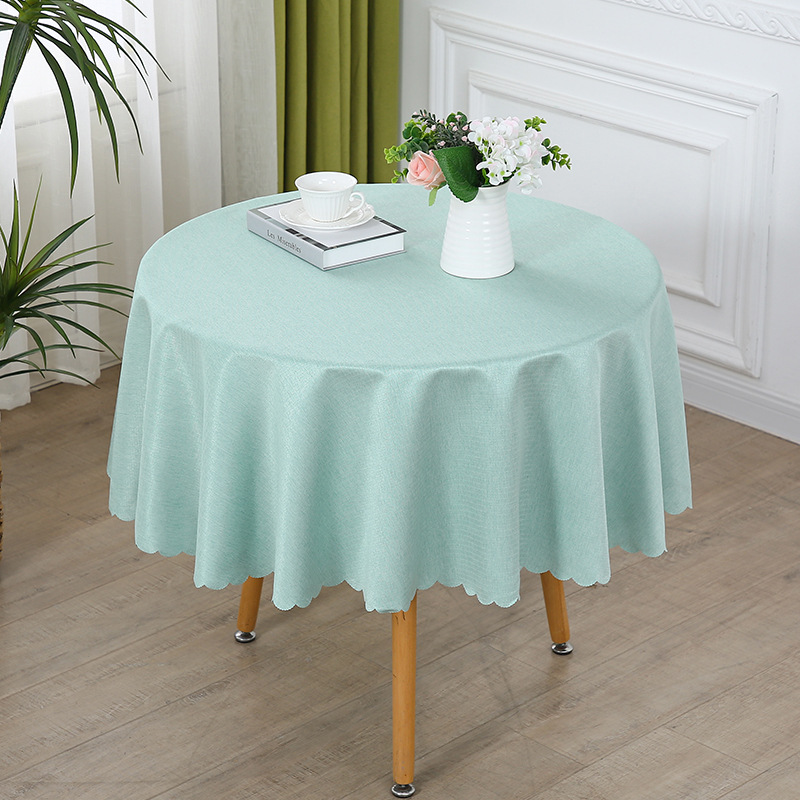Four Season Cotton Small Round Tablecloth, Home Solid Color Retro Wavy Edge Circular Tablecloth Artistic New Style LN957