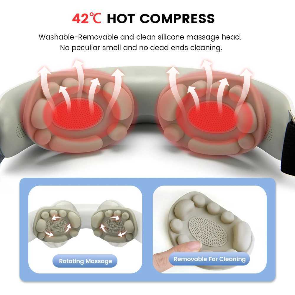 4D intelligent eye massager electric eye care device with heat stress therapy massage heat compression used for relaxation and reducing eye fatigue W2