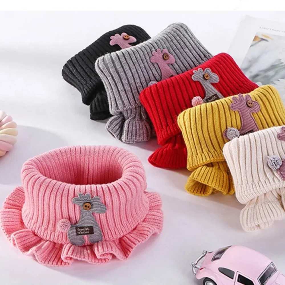 Scarves Wraps Baby Cartoon Knit Scarfs Knitted Scarf Wool Outdoor Scarves Warm Scarves Multiple Olors Ruffle Neck Kids High Quality H241213