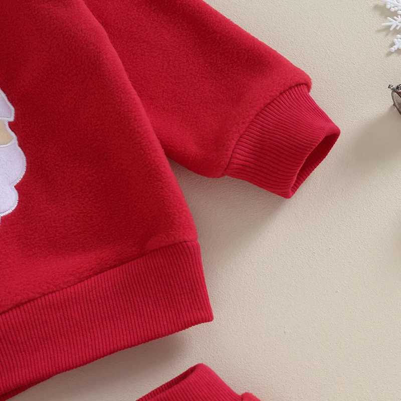 Citgeett Autumn Christmas Preschool Boys Set Santa Claus Embroidered Long Sleeve Sweater and Solid Color Pants Christmas Costume Set W241213
